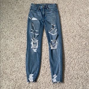 american eagle high rise ripped jeggings